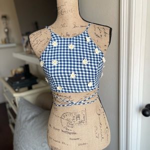 Gingham Daisy Coachella Crop Top